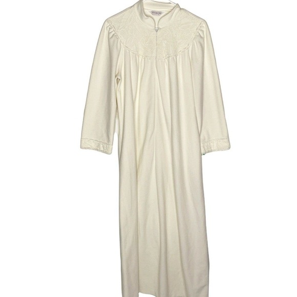 Vanity Fair Womens Long Robe Nightgown 1/2 Zip Dress Vintage Medium Made In USA - Picture 1 of 7